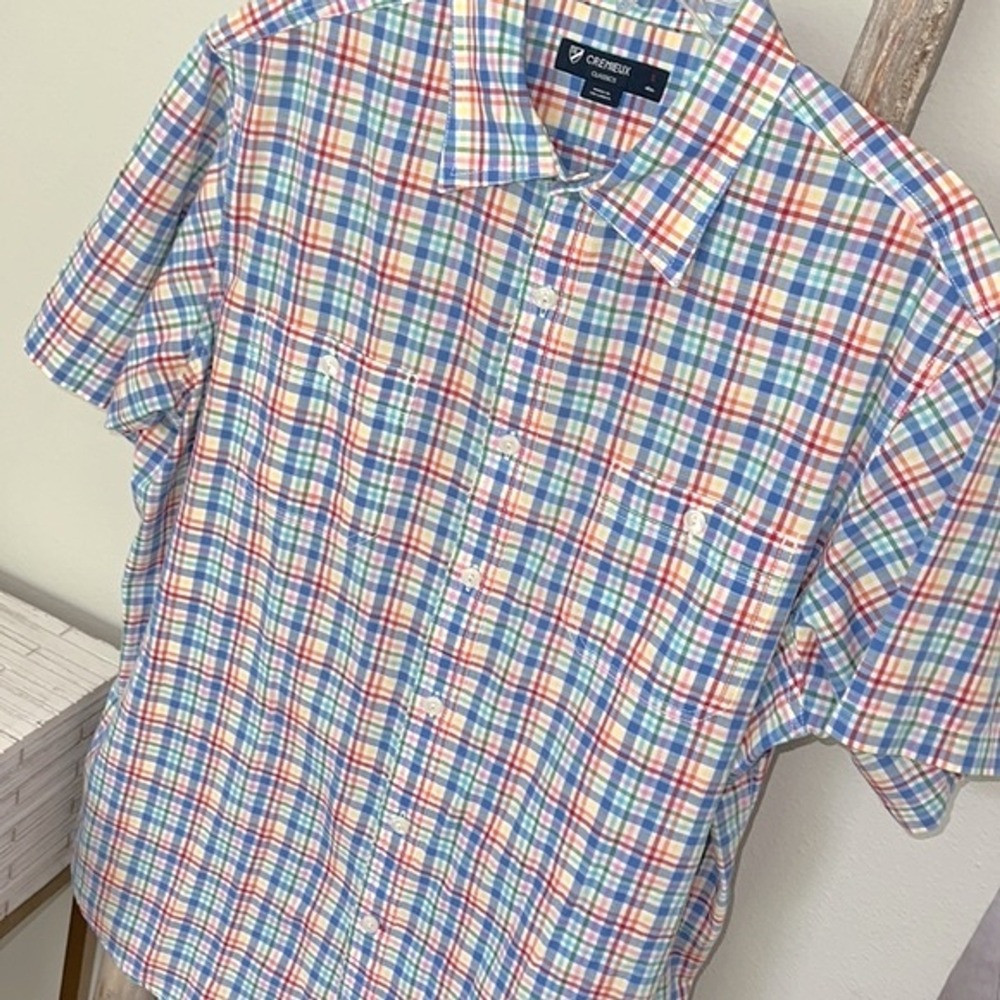 Men's Daniel Cremieux Plaid Short Sleeve Button Down Cotton Shirt sz L